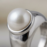 Anillo - Perlas Cultivadas de Agua Dulce - Diámetro Botón 9-10 mm Blanco -