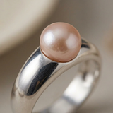 Anillo - Perlas Cultivadas de Agua Dulce - Redondas Diámetro 8-9 mm Rosa - Talla 48 (UE) - Plata de Ley 925
