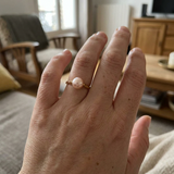 Anillo- Perlas Cultivadas de Agua Dulce- Redonda Diámetro 7-8 mm Rosa- Talla 48 (EU)- Oro Amarillo