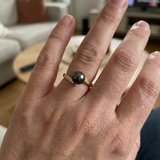 Anillo - Perlas Cultivadas de Tahití - Redonda Diámetro 8-9 mm - Joyería Mujer - Oro Blanco - Diamantes