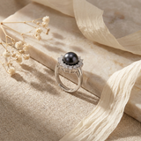 Anillo de plata y perla negra | luana