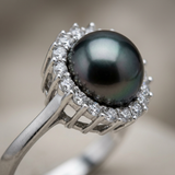 Anillo - Perlas de Tahití - Redondas Diámetro 8-9 mm - Plata