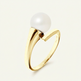 Anillo - Perlas Cultivadas Redondas Diámetro 8-9 mm Blanco - Oro Amarillo