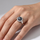 Anillo de plata y perla negra | luana