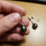 Pendientes - Perlas de Tahití - Diámetro 9-10 mm - Oro blanco