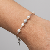 Pulsera 4 Perlas Cultivadas de Agua Dulce - Diámetro 6-7 mm Blancas - Plata 925 Milésimas