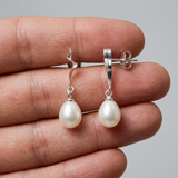 Pendientes - Botón de Perlas Cultivadas 8-9 mm Blanco