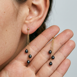 Pendientes - Perlas Cultivadas de Agua Dulce - Pera Diámetro 5-6 mm Negro Tahití - Joyería Mujer - Oro Amarillo