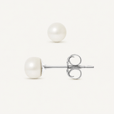 Pendientes - Botón de Perlas Cultivadas de Agua Dulce 5-6 mm Blancas - Joyería Mujer