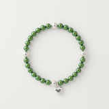 Pulsera de la Suerte - Perla de Agua Dulce - Redonda 5-6 mm Verde Intenso