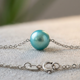 Pulsera- Perla cultivada de agua dulce- Diámetro 8-9 mm Azul turquesa- Plata de ley 925
