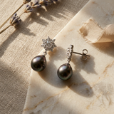Pendientes - Perlas Cultivadas de Tahití - Pera Diámetro 8-9 mm - Joyería Mujer - Plata de Ley 925