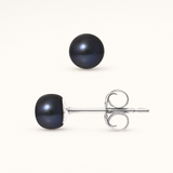 Pendientes - Botón de Perlas Cultivadas de Agua Dulce 5-6 mm Negras de Tahití -