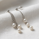Pendientes en oro blanco y Perlas Blancas Naturales