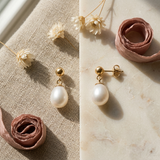 Pendientes - Perlas Cultivadas de Agua Dulce - Diámetro 7-8 mm Blanco - Joyería Mujer - Oro Amarillo