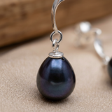 Pendientes - Perlas Botón Cultivadas 8-9 mm - Tahití Negro