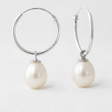 Pendientes aros de plata y perlas | serena