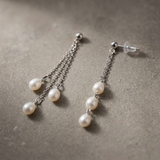 Pendientes en oro blanco y Perlas Blancas Naturales