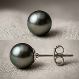 Pendientes de Plata con Perlas Cultivadas de Tahití - Diámetro 8-9 mm 