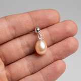 Pendientes de perlas cultivadas de agua dulce Diámetro 7-8 mm Oro blanco rosa