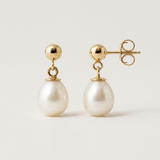 Pendientes - Perlas Cultivadas de Agua Dulce - Diámetro 7-8 mm Blanco - Joyería Mujer - Oro Amarillo