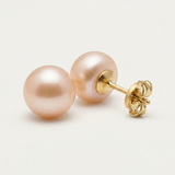 Pendientes - Perlas Cultivadas de Agua Dulce - Diámetro Botón 9-10 mm Rosa - Joyería Mujer - Oro Amarillo
