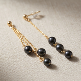 Pendientes - Perlas Cultivadas de Agua Dulce - Pera Diámetro 5-6 mm Negro Tahití - Joyería Mujer - Oro Amarillo
