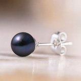 Pendientes - Perlas Cultivadas de Agua Dulce Redondas 7-8 mm Negras Tahití - Joyería Mujer