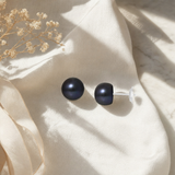 Pendientes - Perlas Cultivadas de Agua Dulce - Diámetro del Botón 9-10 mm Negro Tahití - Joyería para Mujer - Oro Blanco