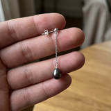Pendientes Colgantes - Perlas Cultivadas de Tahití - Ovalado Diámetro 8-9 mm - Plata de Ley 925