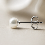 Pendientes - Botón de Perlas Cultivadas de Agua Dulce 5-6 mm Blancas - Joyería Mujer
