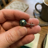 Pendientes de Plata con Perlas Cultivadas de Tahití - Diámetro 8-9 mm 