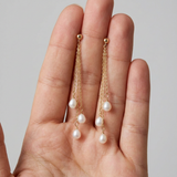 Pendientes - Perlas cultivadas de agua dulce - Pera Diámetro 5-6 mm Oro blanco-amarillo