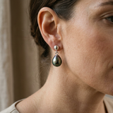 Pendientes - Perlas Cultivadas de Tahití - Ovaladas Diámetro 8-9 mm - Plata de Ley 925