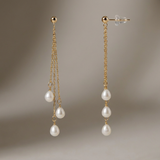 Pendientes - Perlas cultivadas de agua dulce - Pera Diámetro 5-6 mm Oro blanco-amarillo