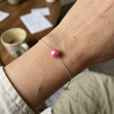 Pulsera- Perla cultivada de agua dulce- Diámetro 8-9 mm Rosa fucsia- Plata de ley 925
