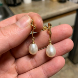Pendientes - Perlas Cultivadas 8-9 mm Blanco - Oro Amarillo