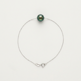 Pulsera- Perla Cultivada de Agua Dulce- Diámetro 8-9 mm Verde Intenso- Plata de Ley 925