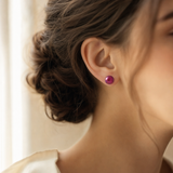 Pendientes - Perlas Cultivadas de Agua Dulce - Diámetro Botón 9-10 mm Rojo Cereza - Joyería Mujer - Oro Blanco