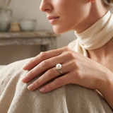 Anillo- Perlas Cultivadas de Agua Dulce- Redonda Diámetro 7-8 mm Blanco- Talla 48 (EU)- Oro Blanco