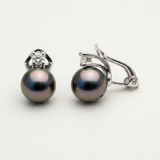 Pendientes -Perlas de Tahití- Ovalado Diámetro 8-9 mm- Plata