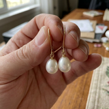 Pendientes - Perlas Cultivadas - Pera Diámetro 9-10 mm Oro blanco-amarillo