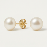Pendientes - Perlas Cultivadas de Agua Dulce - Diámetro Botón 9-10 mm Blanco - Joyería Mujer - Oro Amarillo