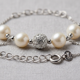 Pulsera 4 Perlas Cultivadas de Agua Dulce - Diámetro 6-7 mm Blancas - Plata 925 Milésimas