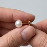 Pendientes - Perlas Cultivadas de Agua Dulce - Diámetro Botón 9-10 mm Blanco - Joyería Mujer - Oro Amarillo