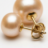 Pendientes - Perlas Cultivadas de Agua Dulce - Diámetro Botón 9-10 mm Rosa - Joyería Mujer - Oro Amarillo