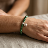 Pulsera de la Suerte - Perla de Agua Dulce - Redonda 5-6 mm Verde Intenso