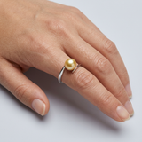 Anillo- Perlas Cultivadas de Agua Dulce- Redonda Diámetro 7-8 mm Oro- Talla 48 (UE)- Oro Blanco