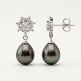 Pendientes - Perlas Cultivadas de Tahití - Pera Diámetro 8-9 mm - Joyería Mujer - Plata de Ley 925