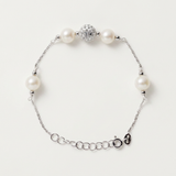 Pulsera 4 Perlas Cultivadas de Agua Dulce - Diámetro 6-7 mm Blancas - Plata 925 Milésimas